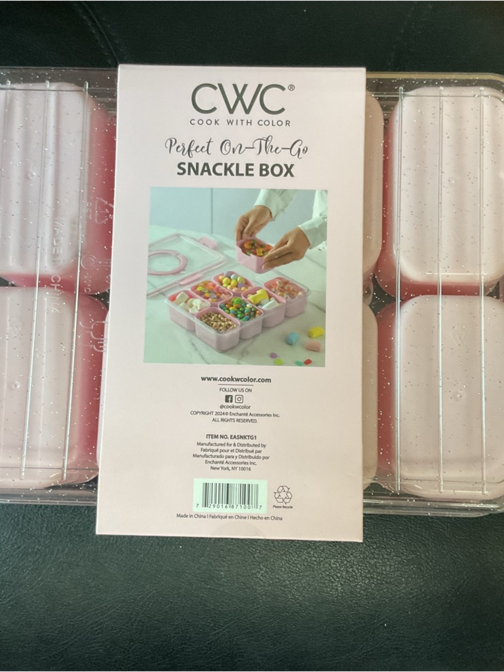 CWC Cook with Color Pink Snackle Box, 8 compartments with carrying handle NWT - Picture 2 of 4